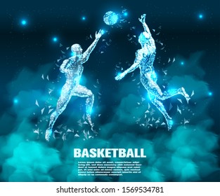 Basketball player.Abstract Technology.the future of Artificial intelligence.Sport Futuristic concept.design.Vector illustration.