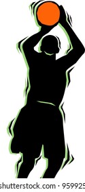 Basketball player.Pantone colors.Vector illustration