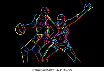 Basketball players abstract vector illustration