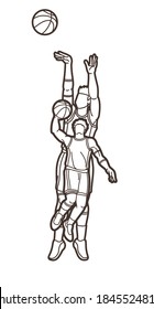 Basketball players action cartoon graphic vector