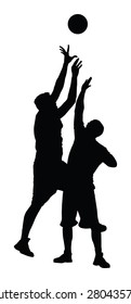 Basketball players black silhouette vector illustration isolated on white background.