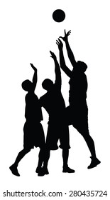 Basketball players black silhouette vector illustration isolated on white background.