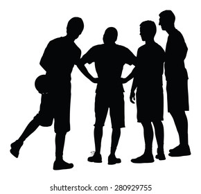 Basketball players black silhouette vector illustration isolated on white background. Time out.