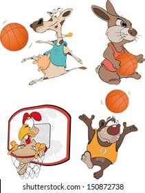 The basketball players. Clip Art. Cartoon