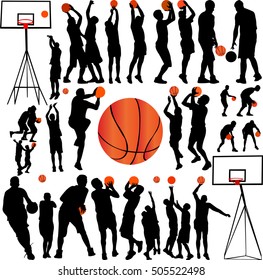 Basketball players collection vector