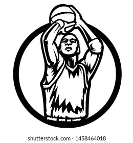 Basketball players dribble dunk logo vector templete 