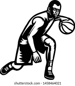 Basketball players dribble dunk logo vector templete 