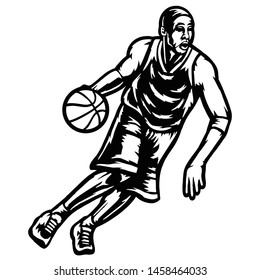 Basketball players dribble dunk logo vector templete 