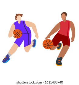Basketball Players Flat Vector Illustration