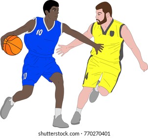 basketball players illustration - vector