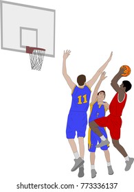 basketball players illustration - vector 