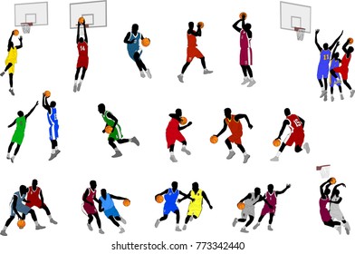 basketball players illustration - vector 