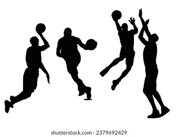 Basketball Players Silhouette flat vector 