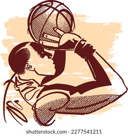 basketball players silhouette sketch vector