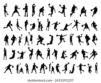 Baloncestistas arte vectorial de silueta