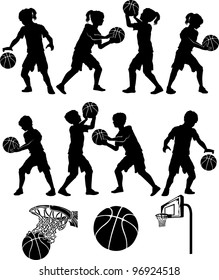 Basketball Players Silhouettes of Kids - Boys and Girls