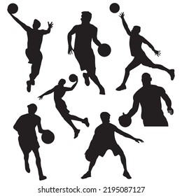 Basketball player's silhouettes, Basketball player set