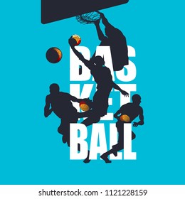 Basketball players silhouettes with text integration sport illustration