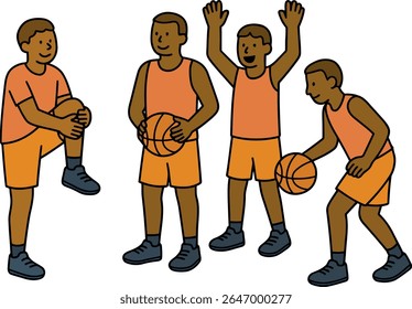 Basketball players  warming up before the game