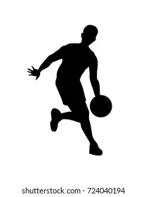 Basketball player.Vector black silhouette on a white background