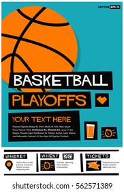 Basketball Playoffs (Flat Style Vector Illustration Sports Poster Design) Event Invitation with Venue and Time Details