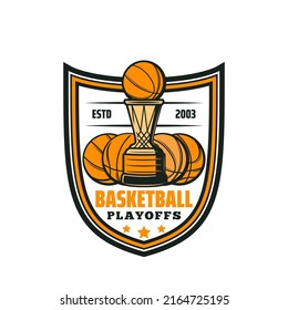Championship trophy logo design - basketball Vector Image