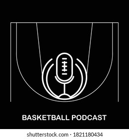 Basketball Podcast Sport Logo Design Isolated On A Black Background