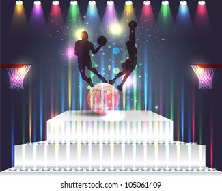 Basketball in Podium Vector Design Abstract Background
