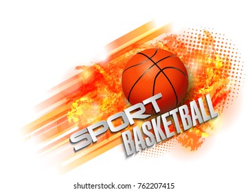 basketball Points, lines, triangles, text, color effects and abstract background vector illustration, sports