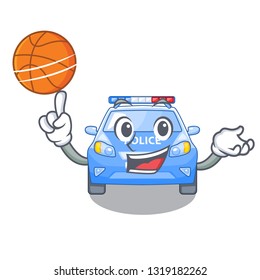 With basketball police car on a cartoon roadside