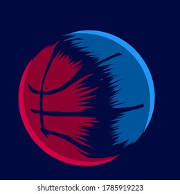 Basketball. Pop Art line logo.  Colorful design with dark background. Abstract vector illustration. Isolated black background for t-shirt, poster, clothing, merch, apparel, badge design