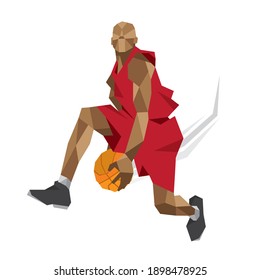 Basketball pose vector design, cube style