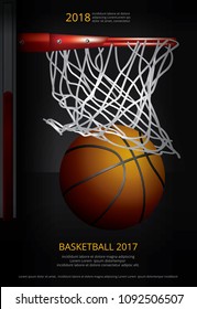 Basketball Poster Advertising Vector Illustration