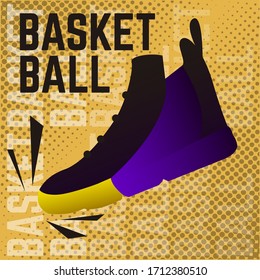 Basketball poster. Colored basketball shoe - Vector illustration