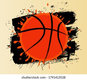 Basketball poster design in grunge style.