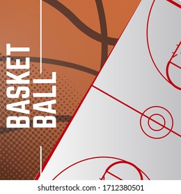 Basketball poster. Basketball field image - Vector illustration