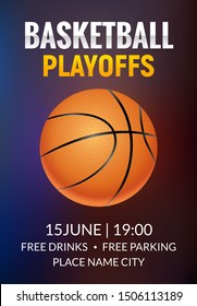 Basketball poster sport flyer. Vector basketball tournament league template background design.