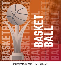 Afiche de básquetbol. Imagen del trofeo de baloncesto - ilustración del vector