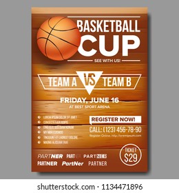 Basketball Poster Vector. Design For Sport Bar Promotion. Basketball Ball. Modern Tournament. Game Event Illustration