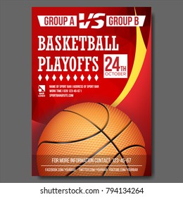 Basketball Poster Vector. Design For Sport Bar Promotion. Basketball Ball. Modern Tournament. Game Illustration
