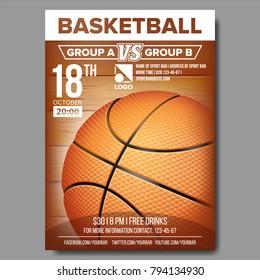 Basketball Poster Vector. Design For Sport Bar Promotion. Basketball Ball. Modern Tournament. Game Illustration
