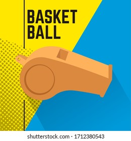 Basketball poster. Whistle over a colored background - Vector