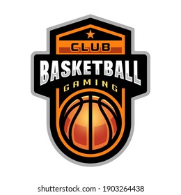 Basketball professional logo in flat style. Sport games. Emblem, badge. Vector illustration, isolated on white background.