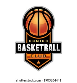 Basketball professional logo in flat style. Sport games. Emblem, badge. Vector illustration, isolated on white background.