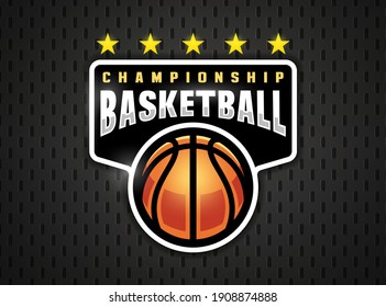 Basketball professional logo in flat style. Sport games. Emblem, badge. Vector illustration.