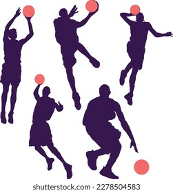 basketball professional players, basketball players icons, symbols. 