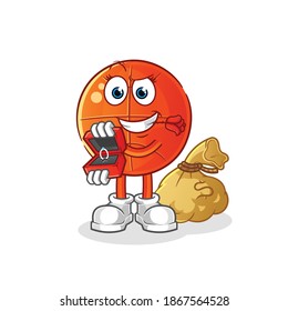 basketball propose and holding ring character. cartoon mascot vector