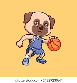 Basketball Pub Cute Cartoon Character Illustration