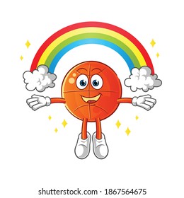 basketball with a rainbow mascot. cartoon vector