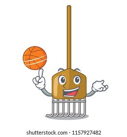 With basketball rake character cartoon style